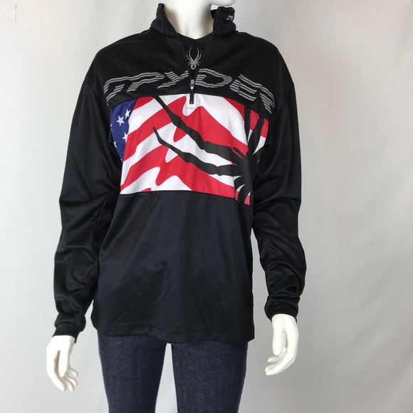 Spyder Tops - Black Spyder Quarter Zip Olympics